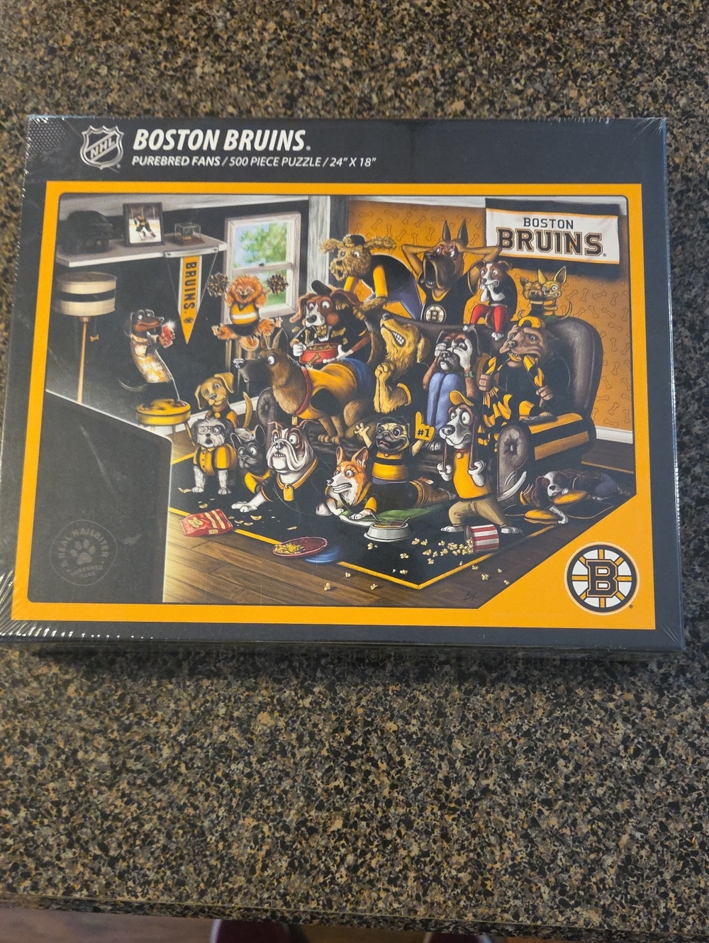 PuzzleTeam BOSTON BRUINS PUREBRED FANS  500-Piece Puzzle — Black & Gold Unwraped